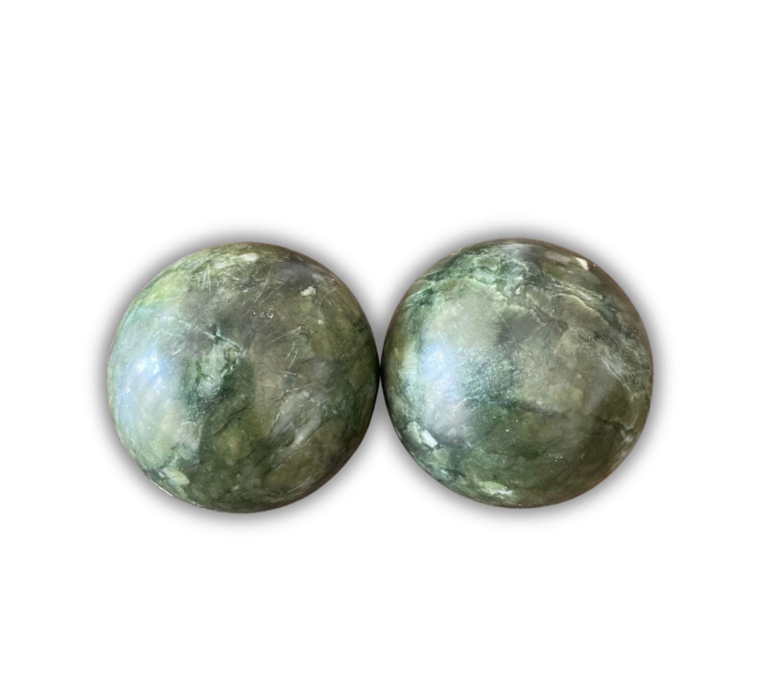 Boules de santé chinoises en jade vert diamètre 5 centimètres