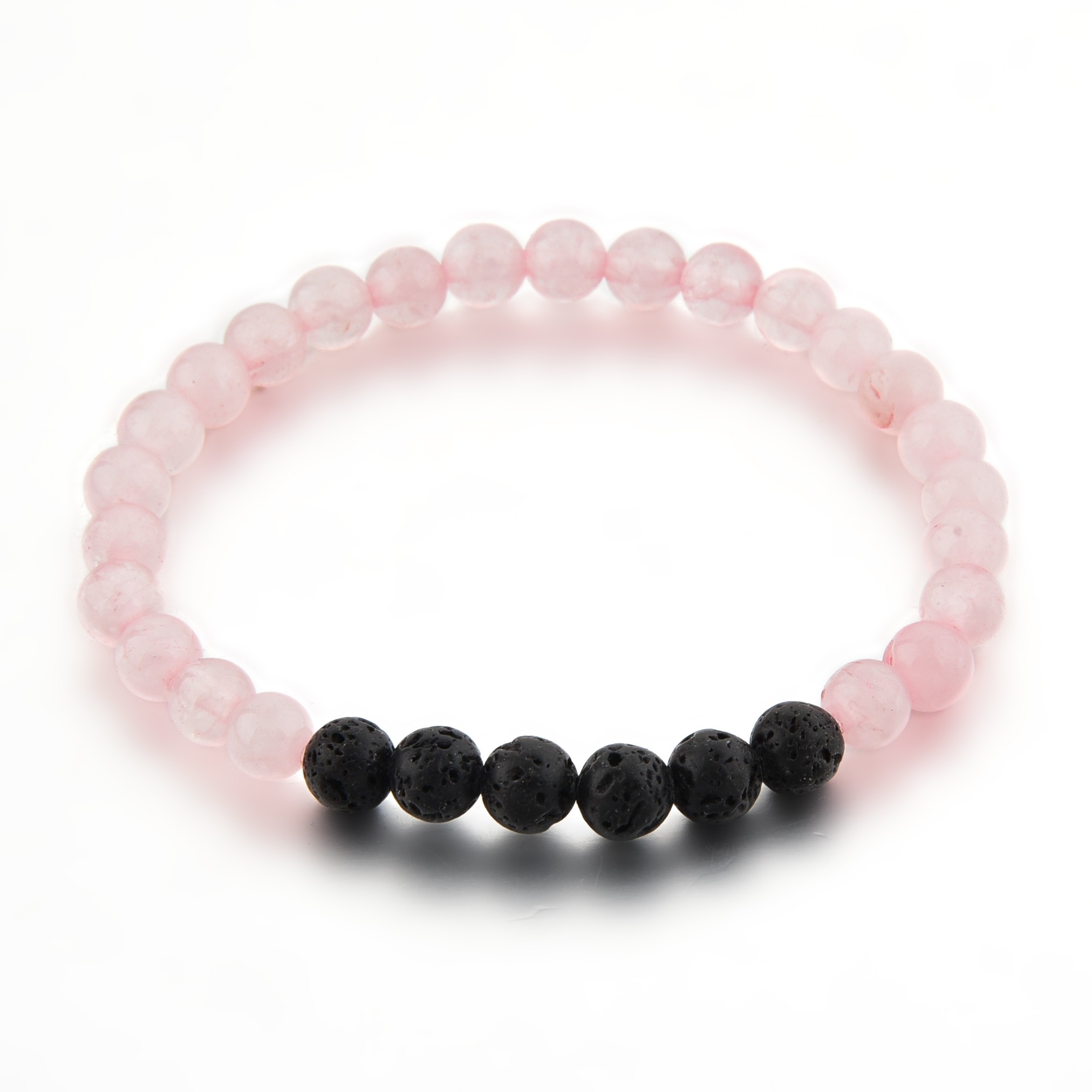 Bracelet quartz rose et pierre de lave