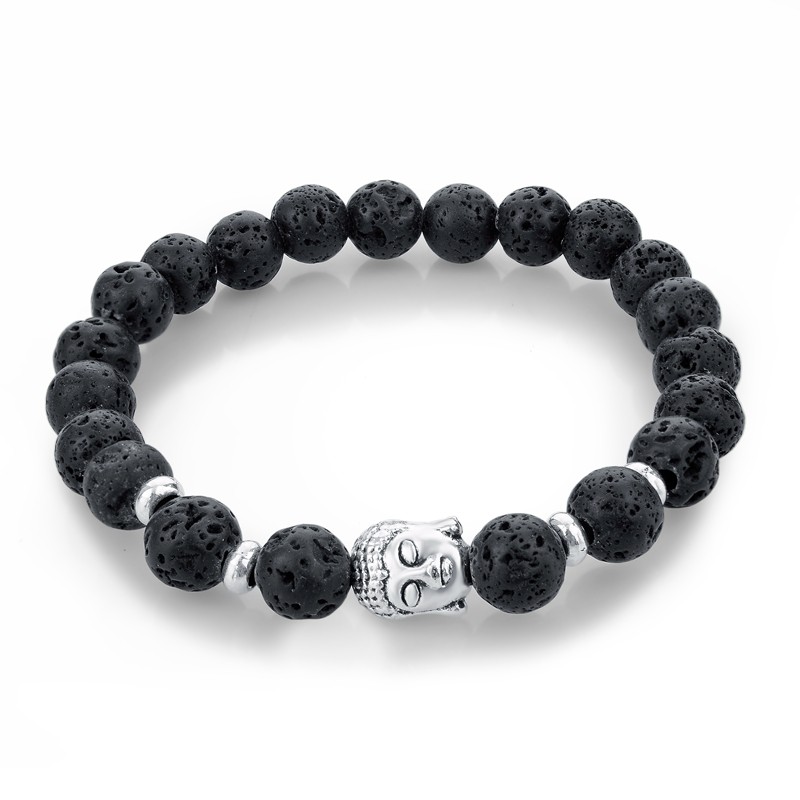 Bracelet pierre de lave - bouddha