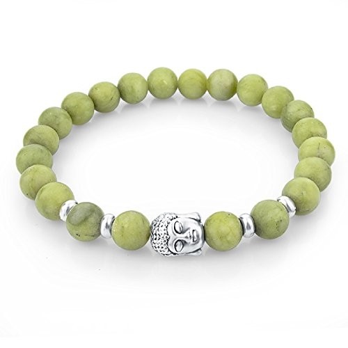 Bracelet pierres naturelles - pierre d'olive- bouddha