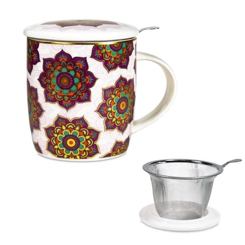 Tasse à thé Mug infuseur Mandala rouge - La Tortue de Jade