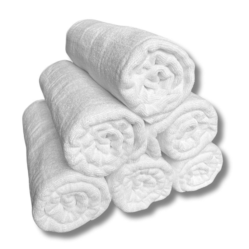 Lot de 6 serviettes de massage 70x140 cm 440g/m² blanches