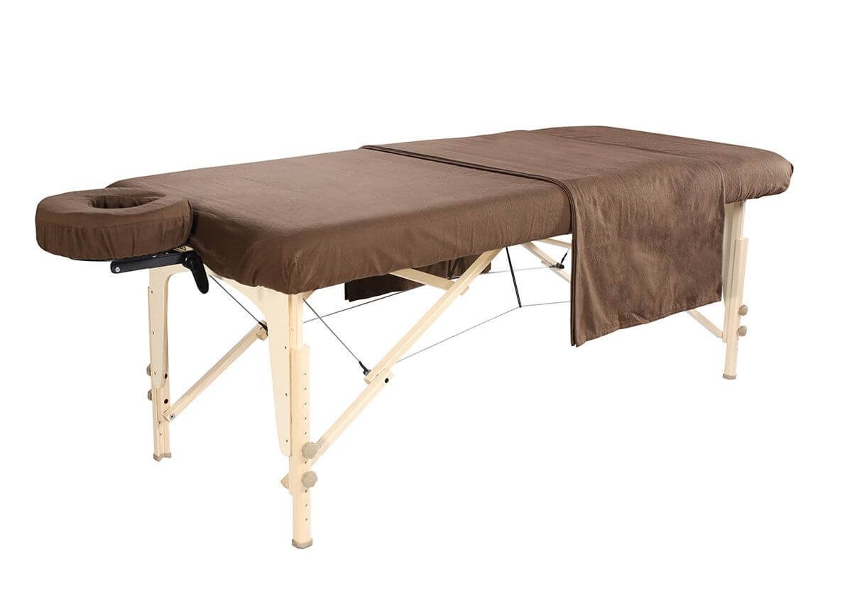 Ensemble flanelle 3 pièces coton pour table de massage Chocolat