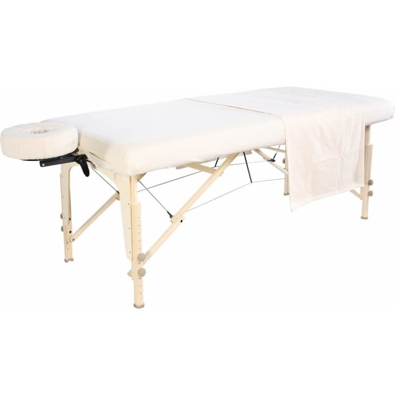 Ensemble flanelle 3 pièces coton pour table de massage Blanc