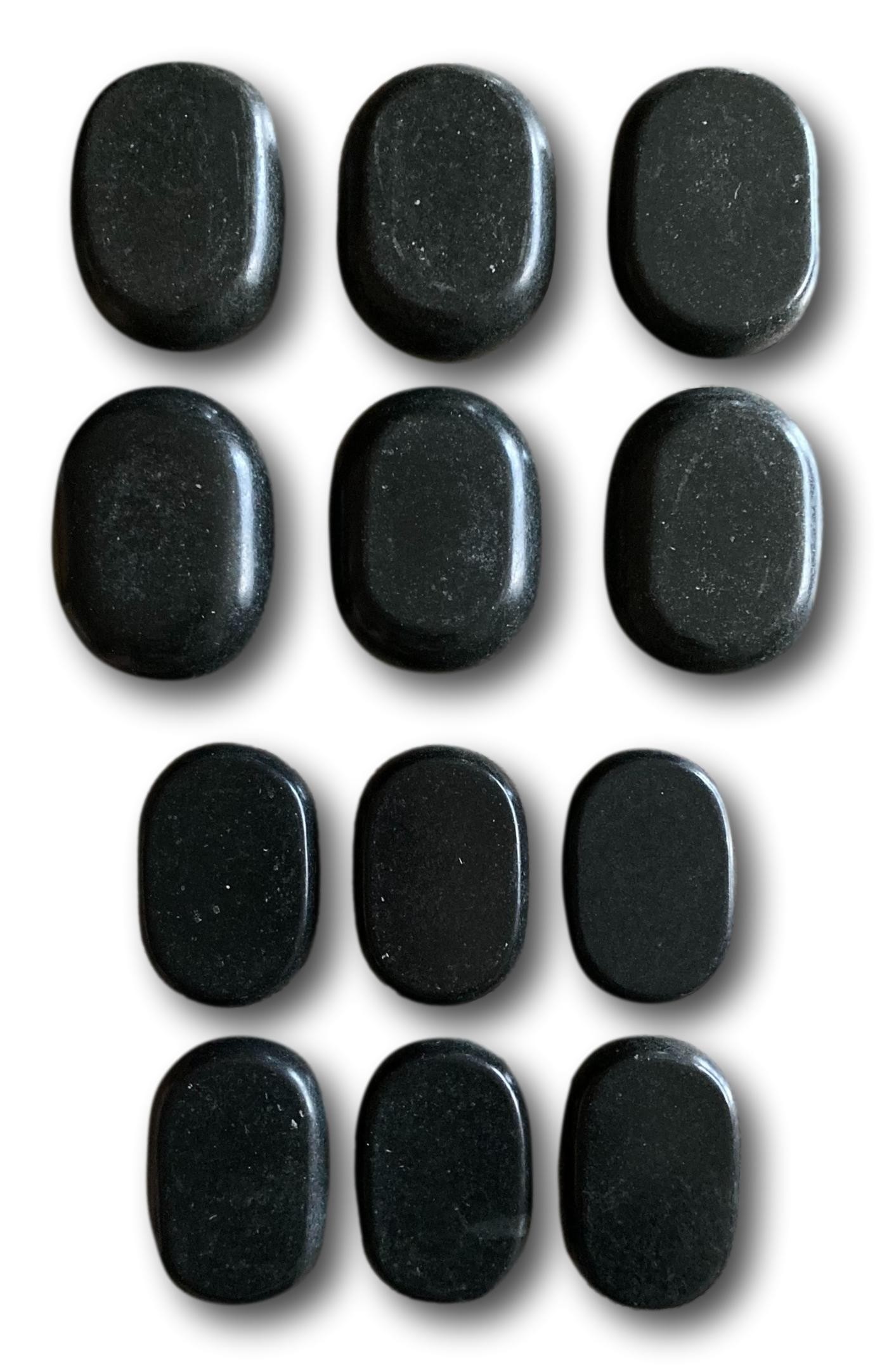 Lot de 12 pierres de massage en basalte