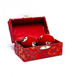 Boules de santé Qi Gong Yin Yang rouges 3,5 cm