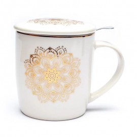 Tasse à Thé mug infuseur Mandala blanc 