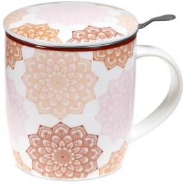 Tasse à thé mug infuseur Mandala rose