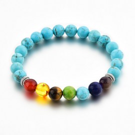 Bracelet en pierre turquoise et 7 chakras