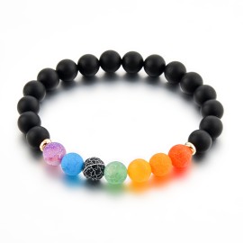 Bracelet en pierre naturelle onyx et 7 chakras