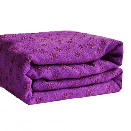 Serviette tapis yoga antidérapante violette microfibres 183x61cm