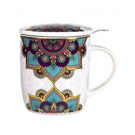 Tasse à thé mug infuseur Mandala turquoise