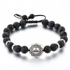 Bracelet ajustable - pierre de lave et OM