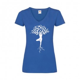 tee-shirt de yoga arbre de vie yogi bleu roi