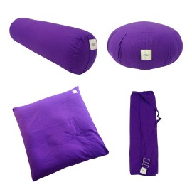 Kit de yoga et méditation violet coton et kapok bio