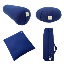 Kit de yoga et méditation bleu marine coton et kapok bio