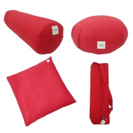 Kit de yoga et méditation bordeaux coton et kapok bio