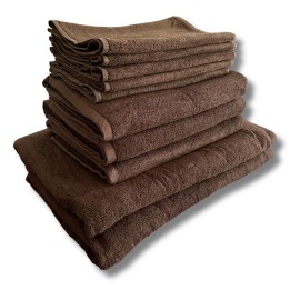 Lot de 10 serviettes de massage 100% coton 440g/m² chocolat