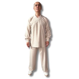 Kimono Wudang mixte Taichi Qi gong beige naturel