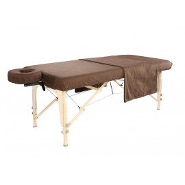 Ensemble flanelle 3 pièces coton pour table de massage Chocolat