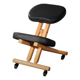 Siège ergonomique genoux en bois pliable noir