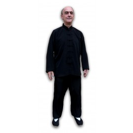 kimono Taichi Qi gong soie mélangée noire