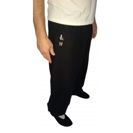 Pantalon avec broderie idéogramme QI GONG