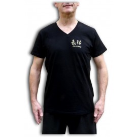 Tee shirt Qi Gong noir doré coton bio organique