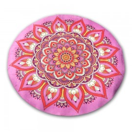 Tapis de méditation yoga rond mandala rose diamètre 70cm