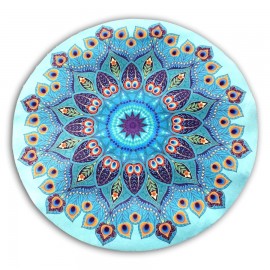 Tapis de méditation rond mandala bleu
