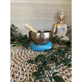 set bol chantant tib&eacute;tain diam&egrave;tre 12cm avec son coussin et son maillet en bois&cuir