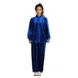 kimono taichi en velours de coton Bleu roi