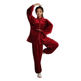 kimono taichi en velours de coton Rouge