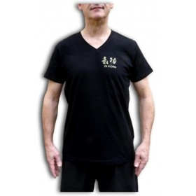 Tee shirt Qi Gong noir doré coton bio organique