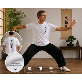 Tee-shirt Taiji Quan traditionnel – 100 % coton certifié Oeko-Tex